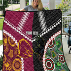 Custom Rugby Panthers and Broncos Quilt 2026 Together Aboriginal Polynesian Pattern
