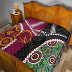 Custom Rugby Panthers and Broncos Quilt 2026 Together Aboriginal Polynesian Pattern