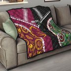 Custom Rugby Panthers and Broncos Quilt 2026 Together Aboriginal Polynesian Pattern