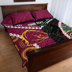 Custom Rugby Panthers and Broncos Quilt Bed Set 2026 Together Aboriginal Polynesian Pattern