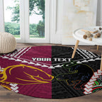 Custom Rugby Panthers and Broncos Round Carpet 2026 Together Aboriginal Polynesian Pattern