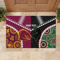 Custom Rugby Panthers and Broncos Rubber Doormat 2026 Together Aboriginal Polynesian Pattern