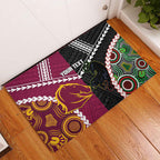 Custom Rugby Panthers and Broncos Rubber Doormat 2026 Together Aboriginal Polynesian Pattern