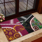 Custom Rugby Panthers and Broncos Rubber Doormat 2026 Together Aboriginal Polynesian Pattern