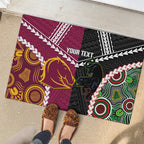 Custom Rugby Panthers and Broncos Rubber Doormat 2026 Together Aboriginal Polynesian Pattern