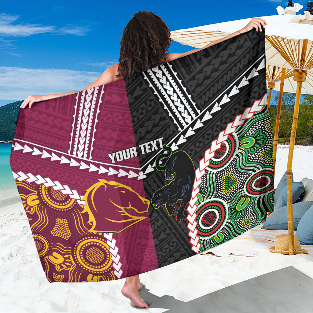 Custom Rugby Panthers and Broncos Sarong 2026 Together Aboriginal Polynesian Pattern