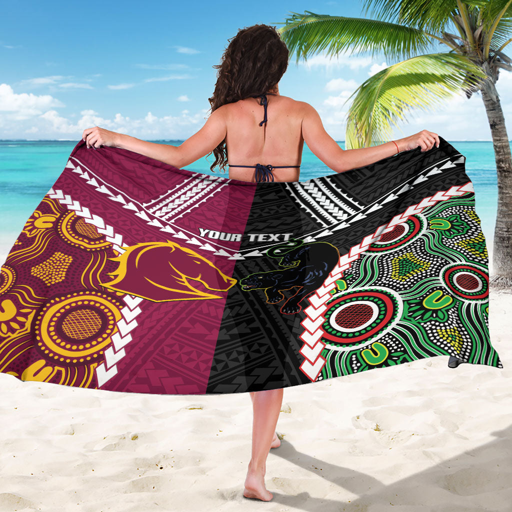 Custom Rugby Panthers and Broncos Sarong 2026 Together Aboriginal Polynesian Pattern