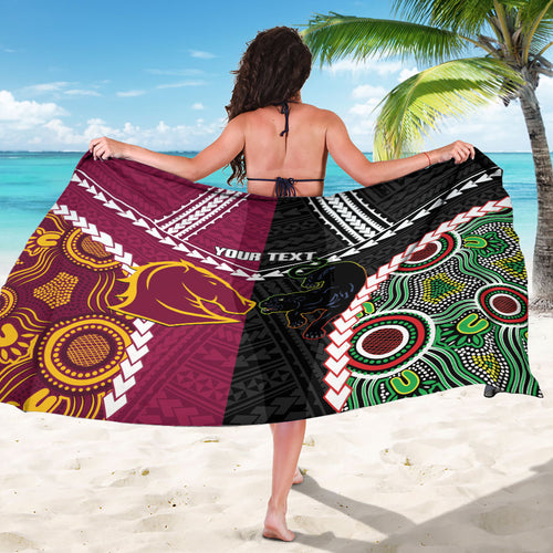 Custom Rugby Panthers and Broncos Sarong 2026 Together Aboriginal Polynesian Pattern