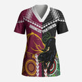 Custom Rugby Panthers and Broncos Scrub Top 2026 Together Aboriginal Polynesian Pattern