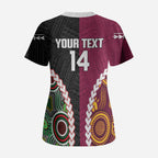 Custom Rugby Panthers and Broncos Scrub Top 2026 Together Aboriginal Polynesian Pattern