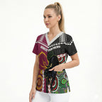Custom Rugby Panthers and Broncos Scrub Top 2026 Together Aboriginal Polynesian Pattern