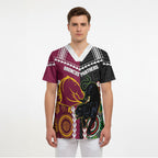 Custom Rugby Panthers and Broncos Scrub Top 2026 Together Aboriginal Polynesian Pattern