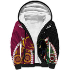 Custom Rugby Panthers and Broncos Sherpa Hoodie 2026 Together Aboriginal Polynesian Pattern