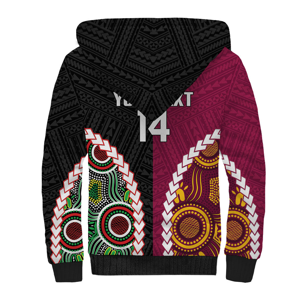 Custom Rugby Panthers and Broncos Sherpa Hoodie 2026 Together Aboriginal Polynesian Pattern