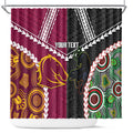 Custom Rugby Panthers and Broncos Shower Curtain 2026 Together Aboriginal Polynesian Pattern