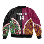 Custom Rugby Panthers and Broncos Sleeve Zip Bomber Jacket 2026 Together Aboriginal Polynesian Pattern