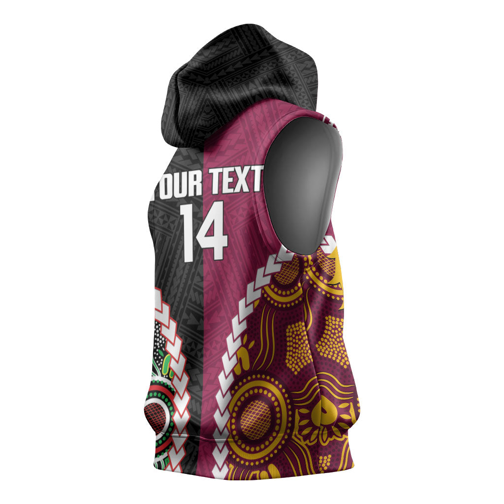 Custom Rugby Panthers and Broncos Sleeveless Hoodie 2026 Together Aboriginal Polynesian Pattern