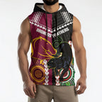 Custom Rugby Panthers and Broncos Sleeveless Hoodie 2026 Together Aboriginal Polynesian Pattern