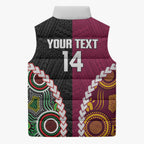 Custom Rugby Panthers and Broncos Sleeveless Puffer Jacket 2026 Together Aboriginal Polynesian Pattern