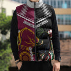 Custom Rugby Panthers and Broncos Sleeveless Puffer Jacket 2026 Together Aboriginal Polynesian Pattern