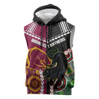 Custom Rugby Panthers and Broncos Sleeveless Zip Hoodie 2026 Together Aboriginal Polynesian Pattern