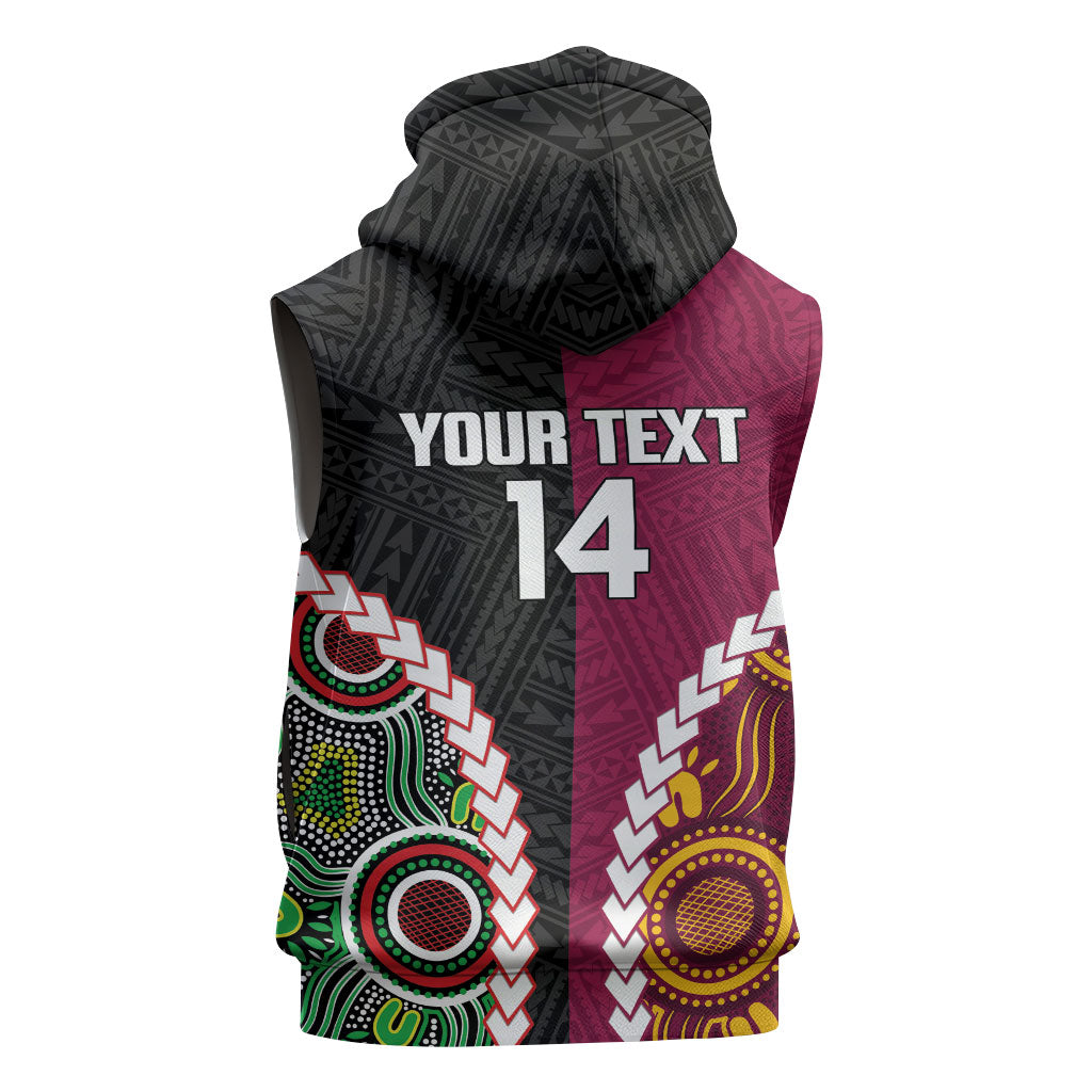 Custom Rugby Panthers and Broncos Sleeveless Zip Hoodie 2026 Together Aboriginal Polynesian Pattern