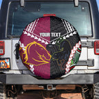 Custom Rugby Panthers and Broncos Spare Tire Cover 2026 Together Aboriginal Polynesian Pattern