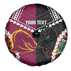 Custom Rugby Panthers and Broncos Spare Tire Cover 2026 Together Aboriginal Polynesian Pattern