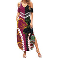 Custom Rugby Panthers and Broncos Summer Maxi Dress 2026 Together Aboriginal Polynesian Pattern