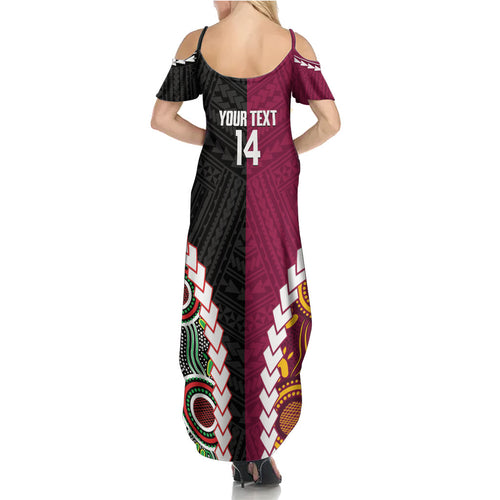 Custom Rugby Panthers and Broncos Summer Maxi Dress 2026 Together Aboriginal Polynesian Pattern