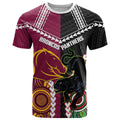 Custom Rugby Panthers and Broncos T Shirt 2026 Together Aboriginal Polynesian Pattern