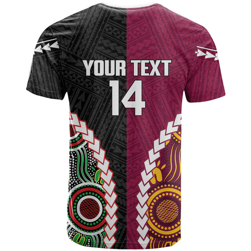 Custom Rugby Panthers and Broncos T Shirt 2026 Together Aboriginal Polynesian Pattern