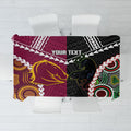 Custom Rugby Panthers and Broncos Tablecloth 2026 Together Aboriginal Polynesian Pattern