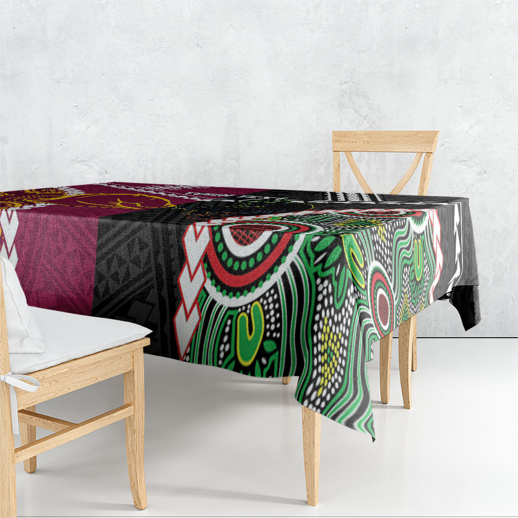 Custom Rugby Panthers and Broncos Tablecloth 2026 Together Aboriginal Polynesian Pattern