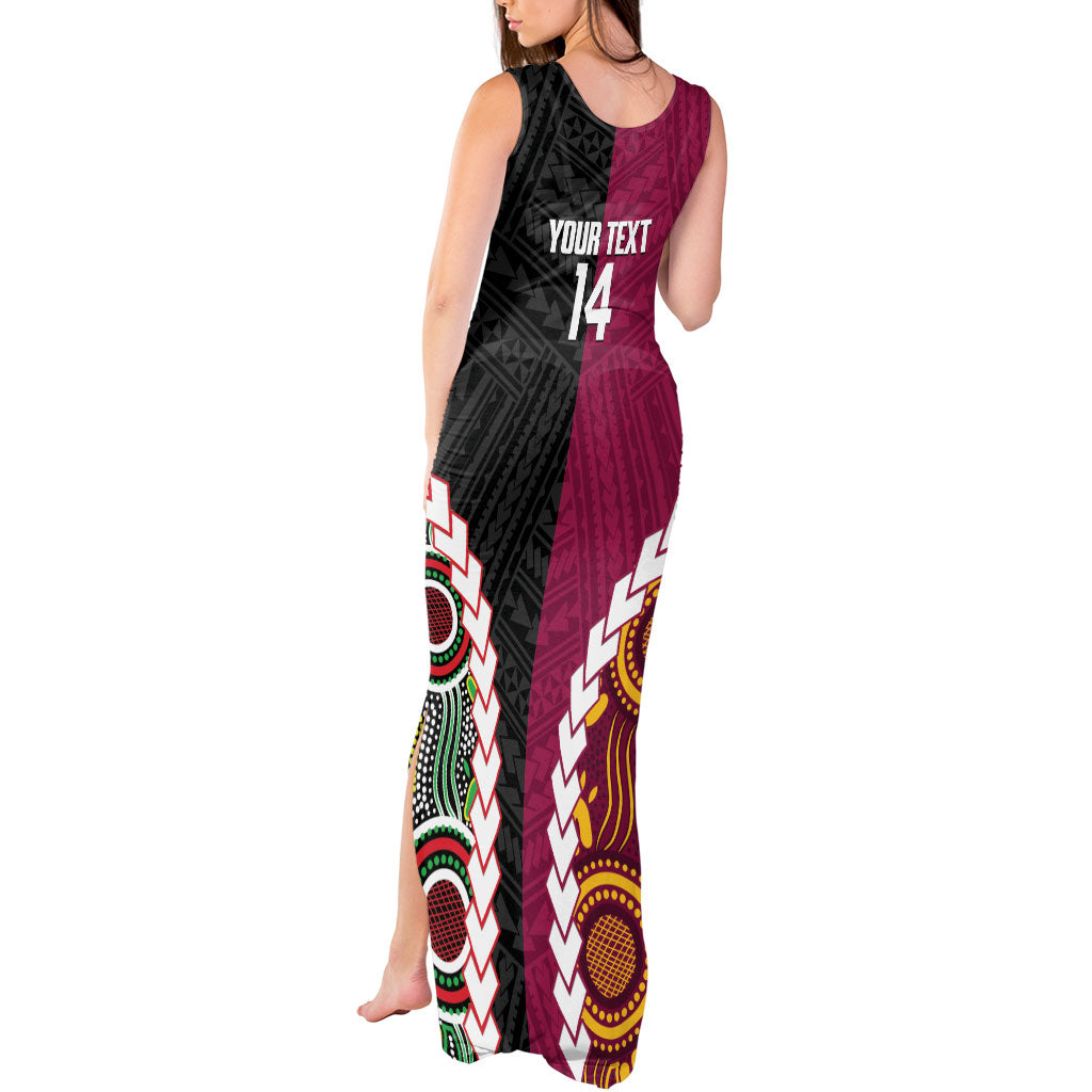 Custom Rugby Panthers and Broncos Tank Maxi Dress 2026 Together Aboriginal Polynesian Pattern