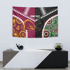 Custom Rugby Panthers and Broncos Tapestry 2026 Together Aboriginal Polynesian Pattern