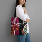 Custom Rugby Panthers and Broncos Tote Bag 2026 Together Aboriginal Polynesian Pattern