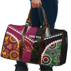Custom Rugby Panthers and Broncos Travel Bag 2026 Together Aboriginal Polynesian Pattern