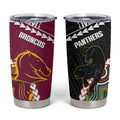 Custom Rugby Panthers and Broncos Tumbler Cup 2026 Together Aboriginal Polynesian Pattern