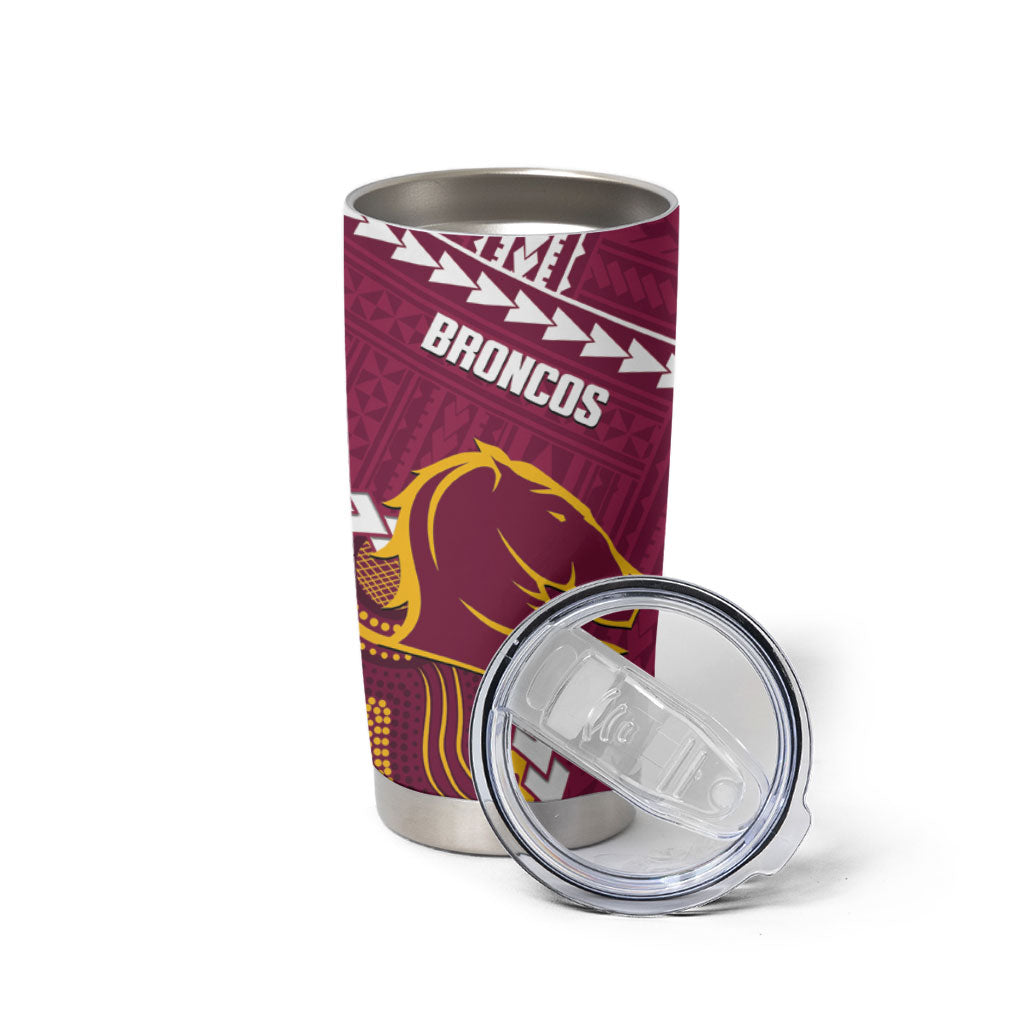 Custom Rugby Panthers and Broncos Tumbler Cup 2026 Together Aboriginal Polynesian Pattern