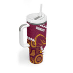 Custom Rugby Panthers and Broncos Tumbler With Handle 2026 Together Aboriginal Polynesian Pattern