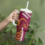 Custom Rugby Panthers and Broncos Tumbler With Handle 2026 Together Aboriginal Polynesian Pattern