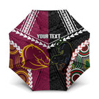 Custom Rugby Panthers and Broncos Umbrella 2026 Together Aboriginal Polynesian Pattern