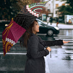 Custom Rugby Panthers and Broncos Umbrella 2026 Together Aboriginal Polynesian Pattern