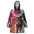 Custom Rugby Panthers and Broncos Wearable Blanket Hoodie 2026 Together Aboriginal Polynesian Pattern