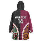 Custom Rugby Panthers and Broncos Wearable Blanket Hoodie 2026 Together Aboriginal Polynesian Pattern