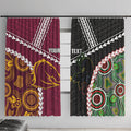 Custom Rugby Panthers and Broncos Window Curtain 2026 Together Aboriginal Polynesian Pattern