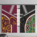 Custom Rugby Panthers and Broncos Window Curtain 2026 Together Aboriginal Polynesian Pattern