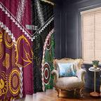 Custom Rugby Panthers and Broncos Window Curtain 2026 Together Aboriginal Polynesian Pattern
