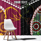 Custom Rugby Panthers and Broncos Window Curtain 2026 Together Aboriginal Polynesian Pattern